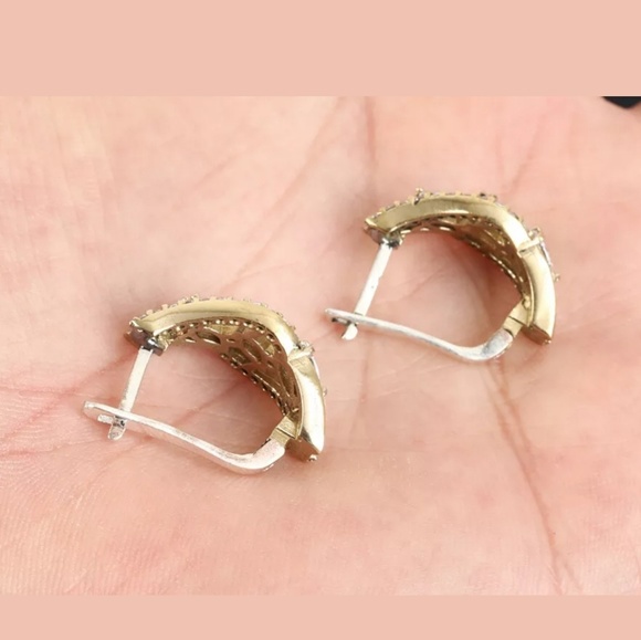 Stunning huge white sapphires & topaz earrings - Picture 2 of 3